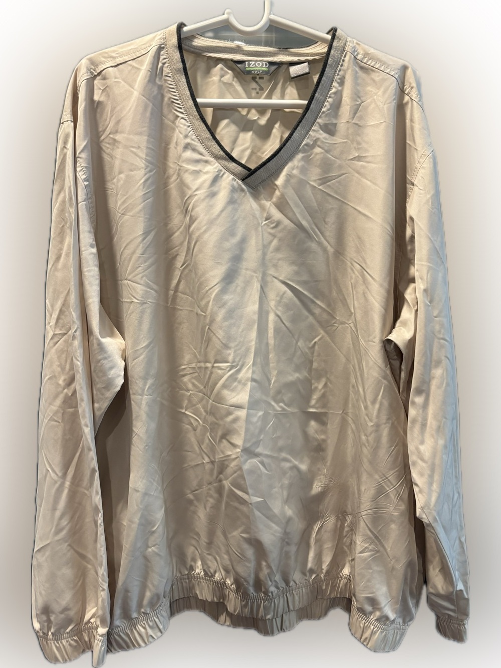 IZOD windbreaker golf shirt men’s size 2 XL, beige / gray